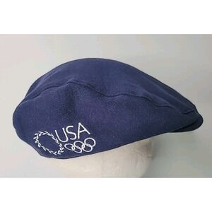 Vintage Roots USA Olympics Navy Beret Hat Unisex S/M Cotton Blend Embroidered 04